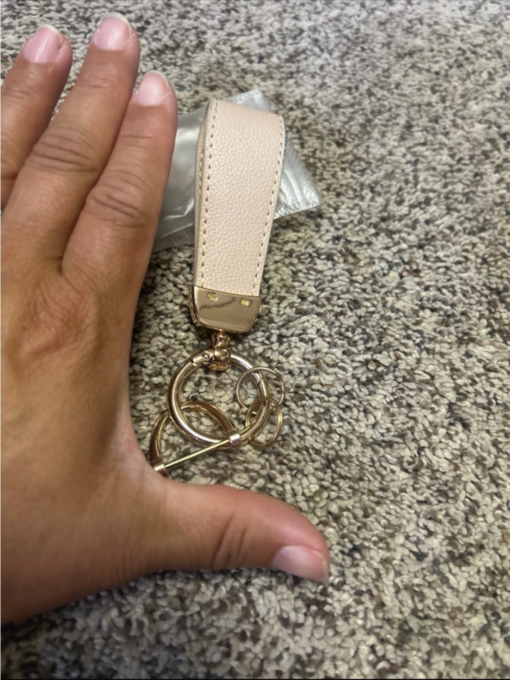 Amazon Cream Leather Key & Card Holder with Gold Hardware